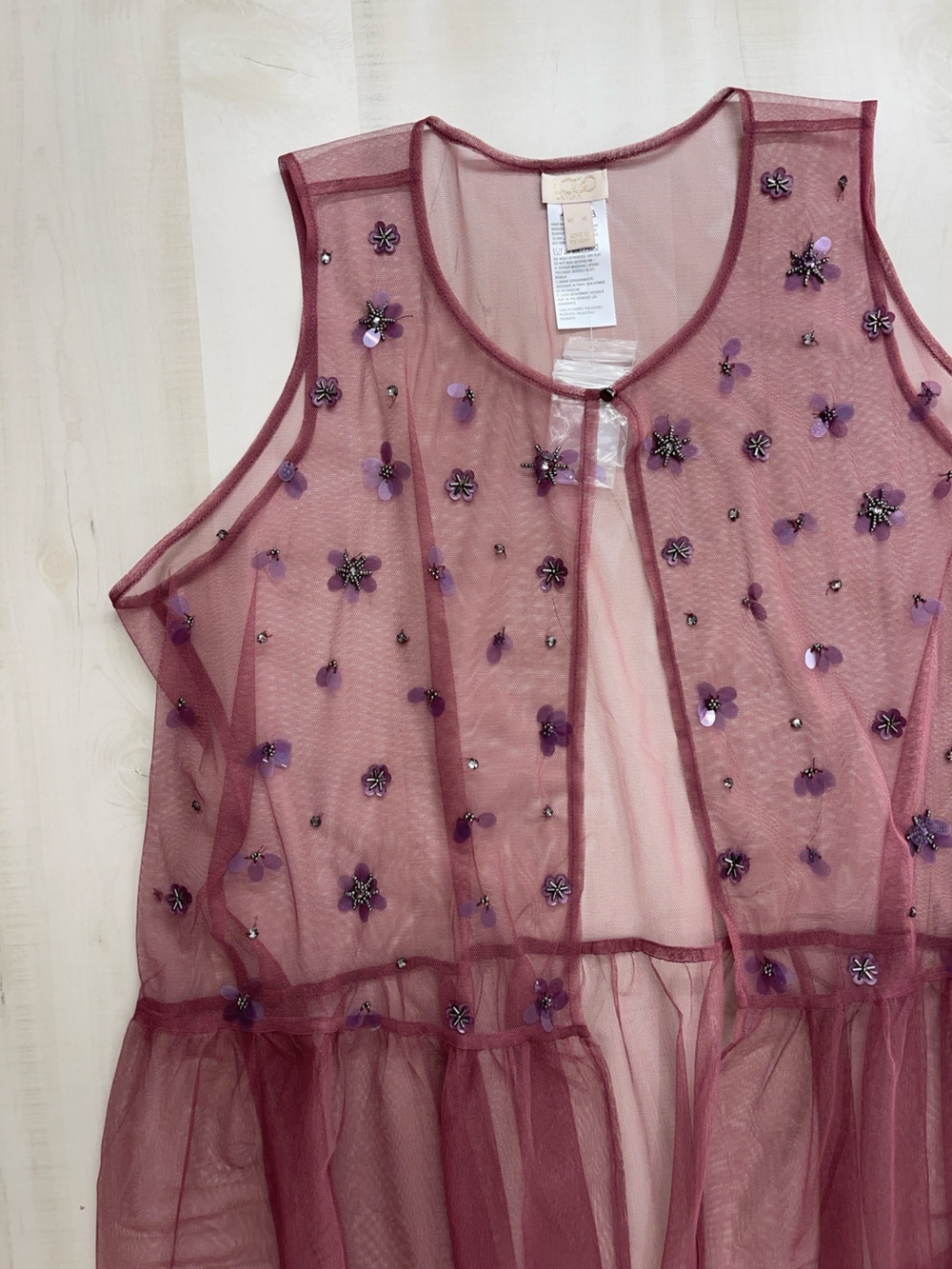 nwot LOGO LAVISH Lori Goldstein pink mesh sequin embellished vest event - Picture 3 of 7
